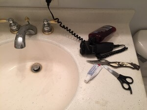 Knife and Scissor in Bathroom